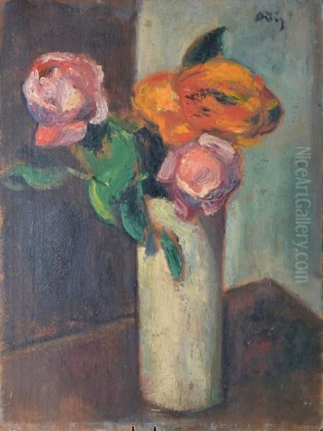 Bouquet De Roses Oil Painting by Manuel Ortiz De Zarate