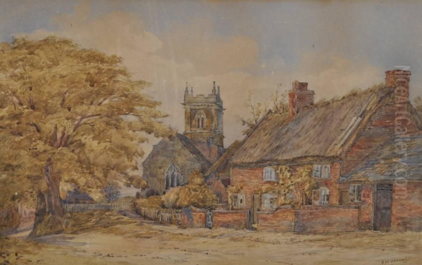 Village Scene Oil Painting by Samuel William Oscroft