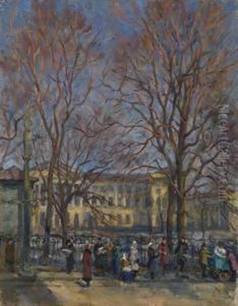 View Of The Russian Museum From The Europe Hotel Oil Painting by Alexander Alexandrov Osmerkin