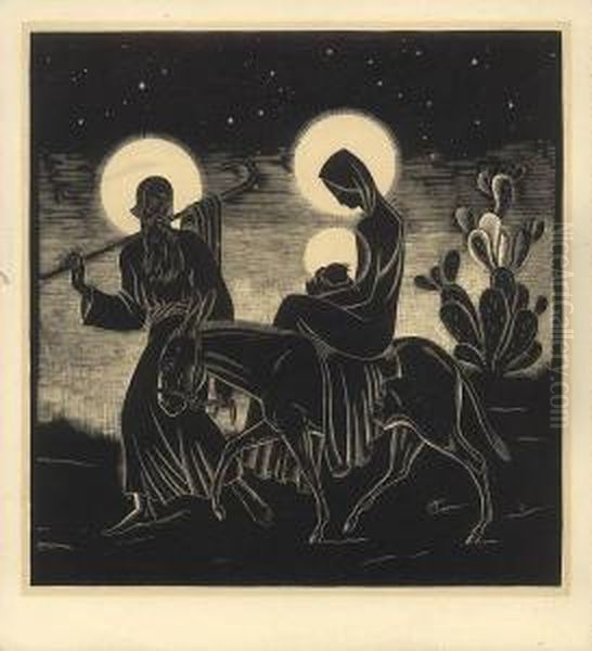 Ucieczka Do Egiptu Ii Oil Painting by Stanislaw J. Ostoja-Chrostowski