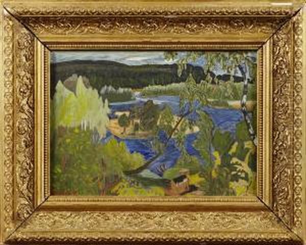 Landskapsbild Oil Painting by Arvid Ostrom
