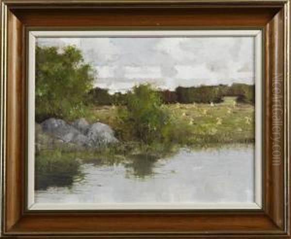 Landskap Med Hovolmar Oil Painting by Arvid Ostrom