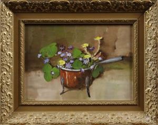 Stilleben Med Tussilagooch Blasippor Oil Painting by Arvid Ostrom