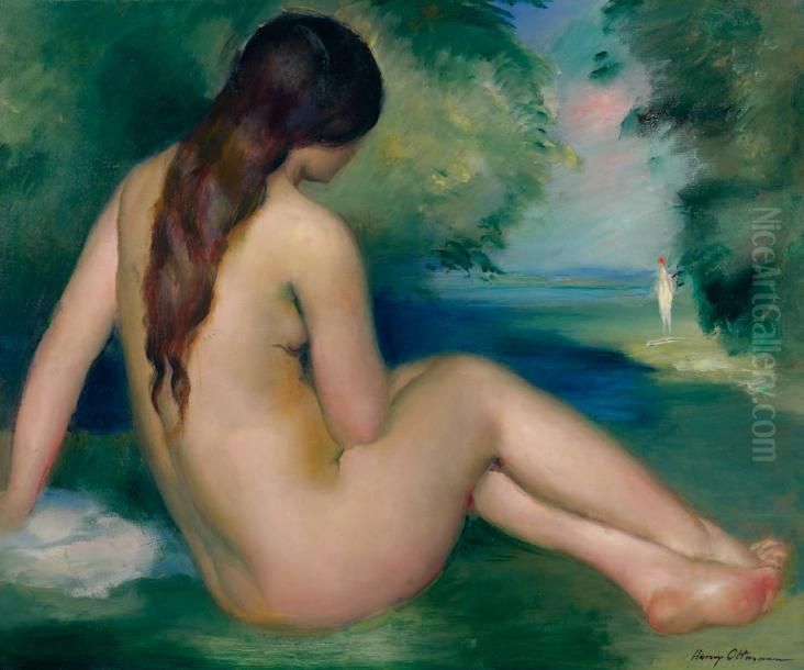 Baigneuse Oil Painting by Henri Ottmann
