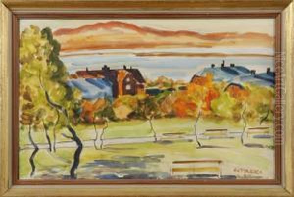 Jarnvagsstationen I Kiruna Oil Painting by Alvar Outakka