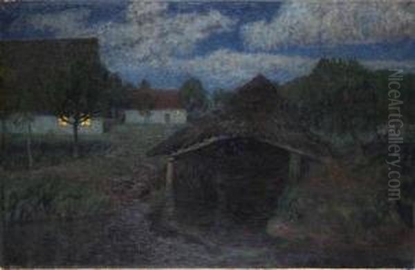 Mondnacht Iii (seehausen) Oil Painting by Fritz Overbeck
