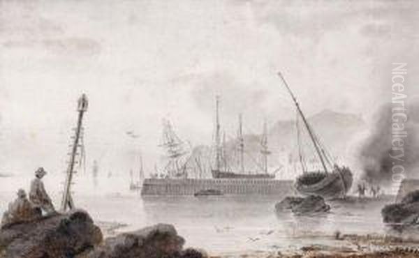 La Rade De Marseille, Vue De La Jetee Oil Painting by Ozanne, Nicolas Marie