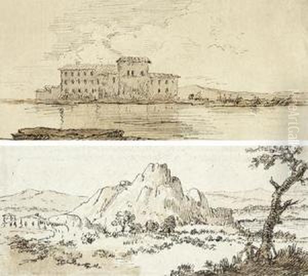 Deux Paysages Dans Un Meme Montage Oil Painting by Ozanne, Nicolas Marie