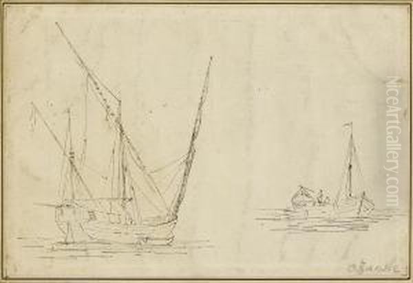 Boat Sketches Oil Painting by Ozanne, Nicolas Marie