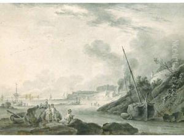 Brest : Les Rives Etla Rade Animees Oil Painting by Ozanne, Nicolas Marie