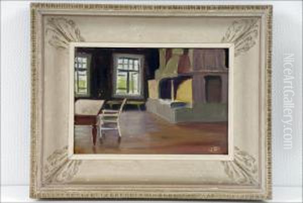 Maalaistupa - Allmogeinterior Oil Painting by Oskari Paatela