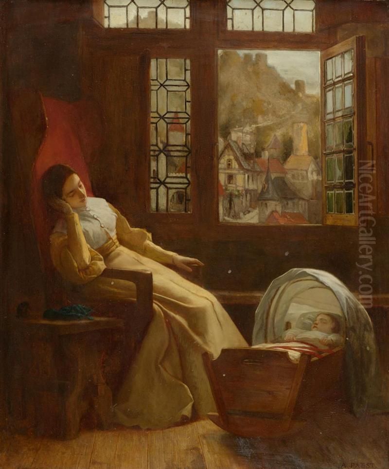 Schlafende Mutter Mit Kind Oil Painting by Camille Aflred Pabst