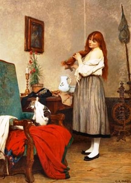 La Toilette Oil Painting by Camille Aflred Pabst