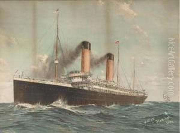 White Star Line R.m.s. Oceanic Oil Painting by Charles Murray Padday