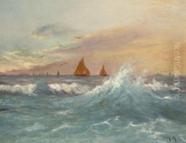 Viharos Balaton Oil Painting by Aladar Padly