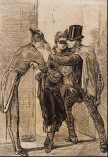 Fiesta De Disfraces Oil Painting by Tomas Padro Pedret