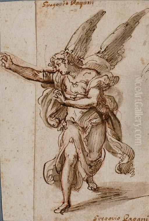 Un Ange, Les Bras Tendus Vers La Gauche Oil Painting by Gregorio Pagani