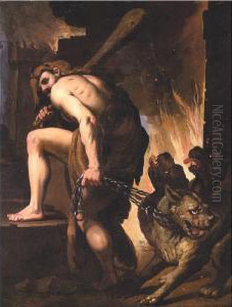 Hercules And Cerberus Oil Painting by Paolo Pagani