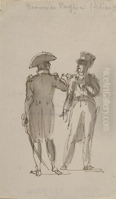 Zwei Soldaten. Oil Painting by Domenico Paghini