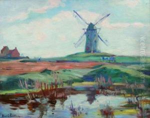 Le Moulin De Leers. Oil Painting by Henri Pailler