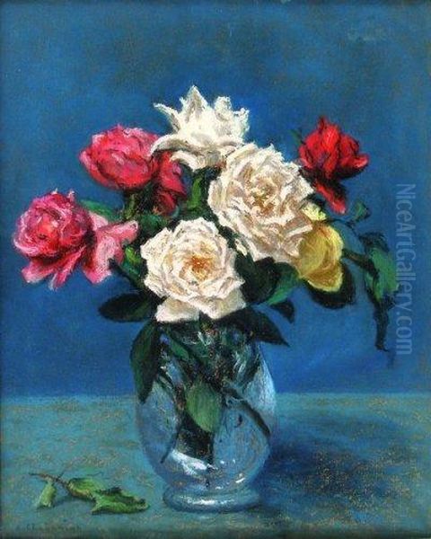 Vase De Pivoines. Oil Painting by Henri Pailler