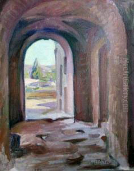 Paysage Vu A Travers Les Arcades Oil Painting by Henri Pailler