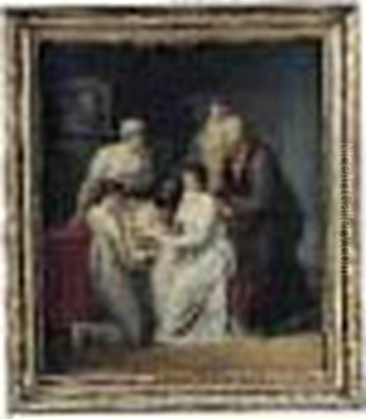 Portrait De La Famille Pajou Oil Painting by Jacques-Augustin Pajou