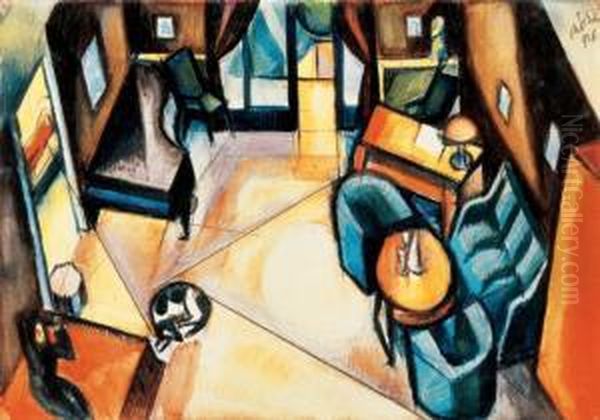 Interior From Above Oil Painting by Istvan Pal