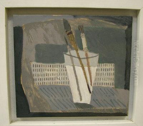 A Glass Of Brushes Oil Painting by Richard Paling