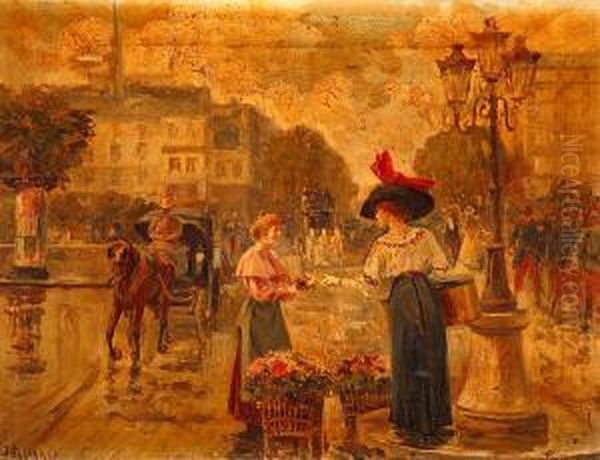 Vista De Paris Oil Painting by Joaquin Pallares y Allustante