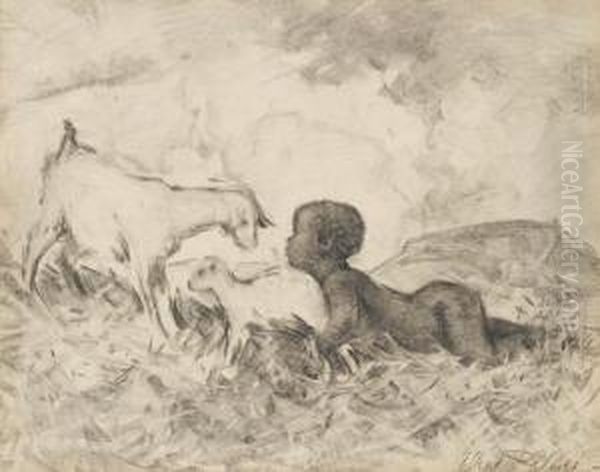 Zulu Nursery Oil Painting by Alfred Palmer