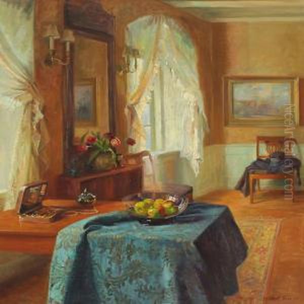 Interior With Sunlight Through A Window Oil Painting by Robert Panitzsch