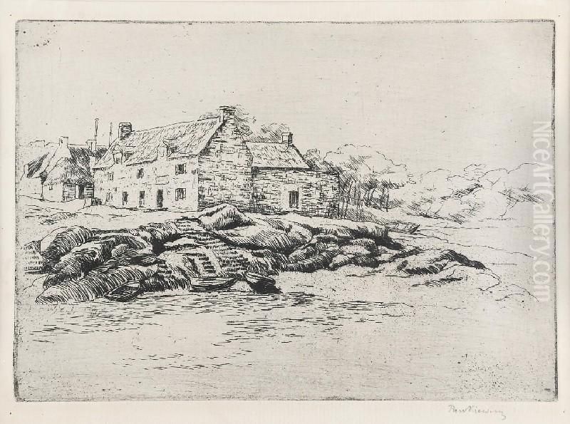 Domy Na Skalach - Widok Wybrzeza Oil Painting by Jozef Pankiewicz