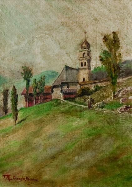 Biserica Oil Painting by Tache Papatriandafil