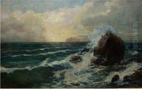 MareggiataSulla Costa Catanese Oil Painting by Gennaro Pardo