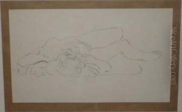 Reclining Nude: Unusual Angle Oil Painting by Lawton Silas Parker