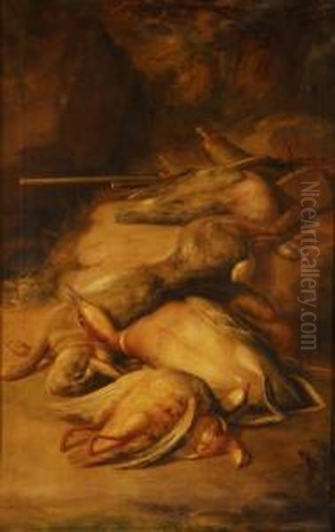 Pareja De Bodegones De Caza Oil Painting by Jose Felipe Parra Piquer