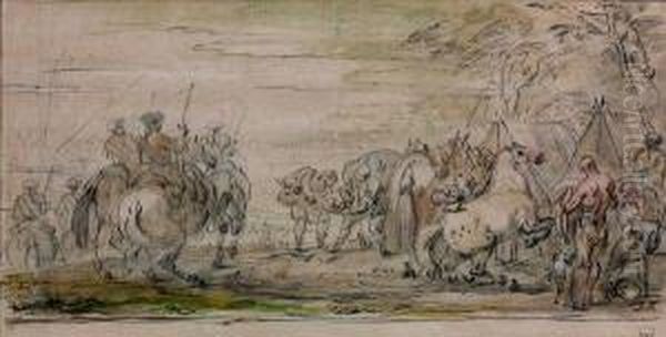 Le Camp Militaire Oil Painting by Jean Joseph Parrocel