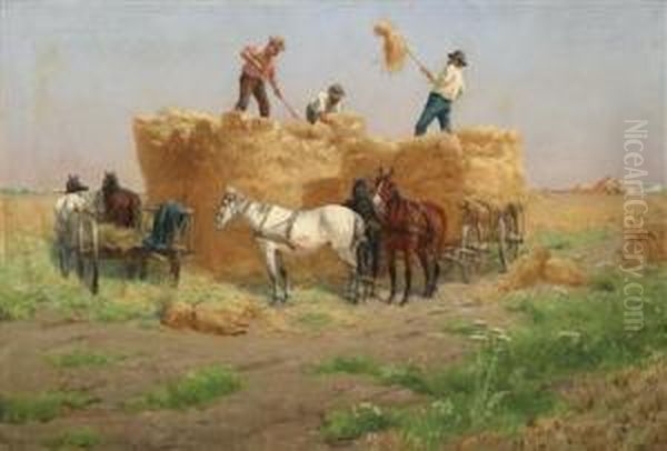 Haymaking, 
Paris Oil Painting by Laszlo Pataky