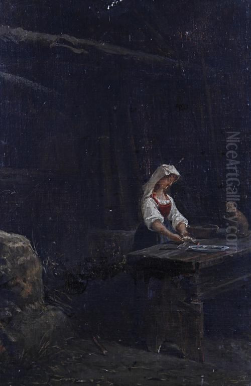 Il Pollo Oil Painting by Teofilo Patini