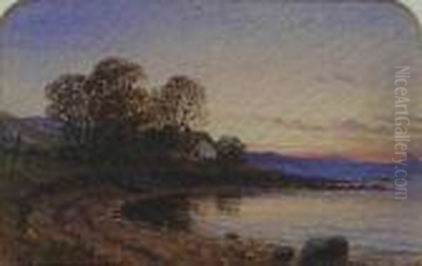 By The Loch, Sunset Oil Painting by Waller Hugh Paton