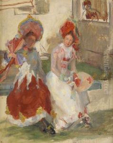 I Vanthallen - Sittande Kvinnor Oil Painting by Hanna (nee Hirsch) Pauli