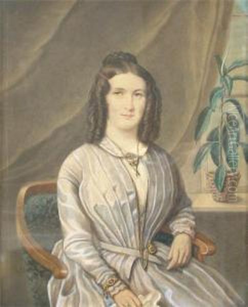 Elegante Dame Auf Biedermeier-stuhl Oil Painting by Fritz Paulsen