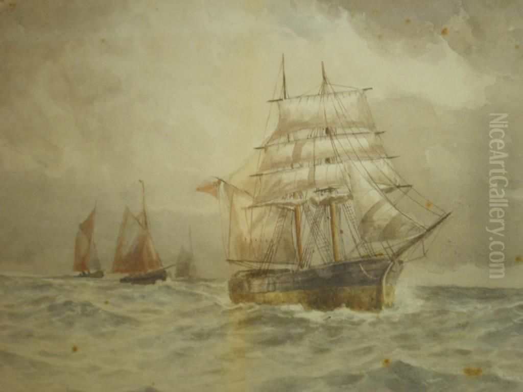 Shipping In Choppy Seas Oil Painting by William Pearson
