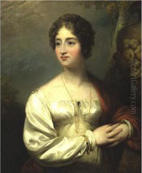 Portrait Of Mrs. Amedroz, Nee Thornton Oil Painting by Thomas Peat