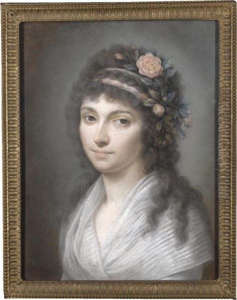 Half-length Portrait Of Contessa Costanza Salmone Oil Painting by Laurent Pecheux