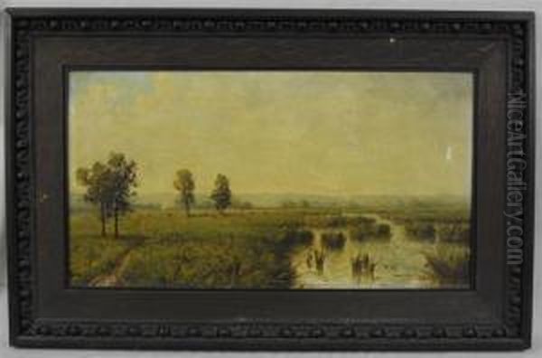 Marshy Landscape Oil Painting by Charles Peck