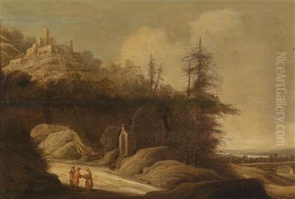 Mountainous Landscape With Travellers Oil Painting by Gillis Egidius I Peeters