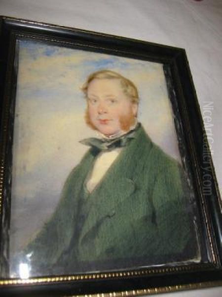 A Gentleman Wearing Green Coat, Waistcoat Andtied Stock Oil Painting by James Pelham