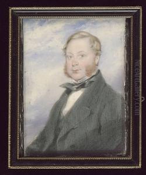 A Gentleman, Wearing Green Coat, Waistcoat, White Chemise And Tied Green Stock Oil Painting by James Pelham